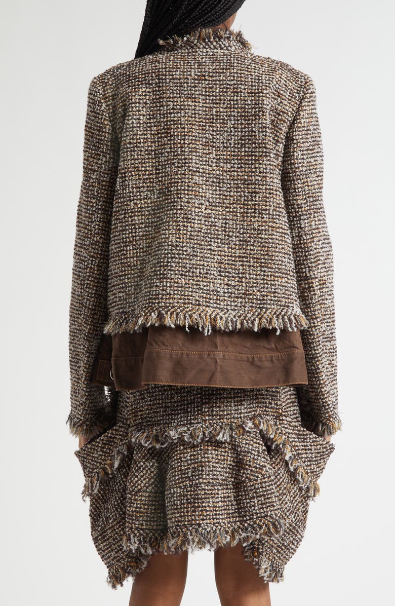 Sacai Tweed & Denim Layered Jacket, Alternate, color, Brown