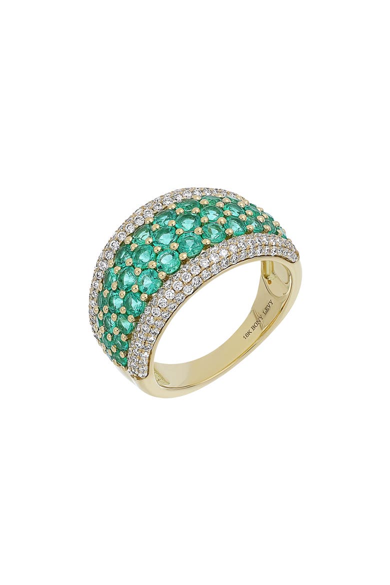 El Mar Wide Ring (Nordstrom Exclusive), Main, color, 18K Y GOLD - DIAMOND EMERALD