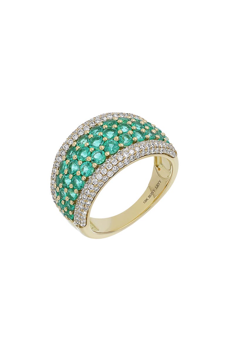 Bony Levy El Mar Wide Ring, Main, color, 18K Y Gold - Diamond Emerald