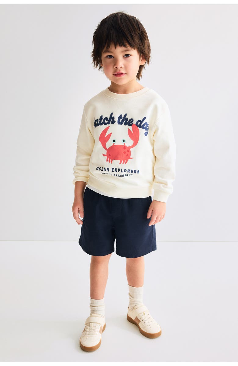 H&M Motif-detail Sweatshirt, Alternate, color, Cream/Crab