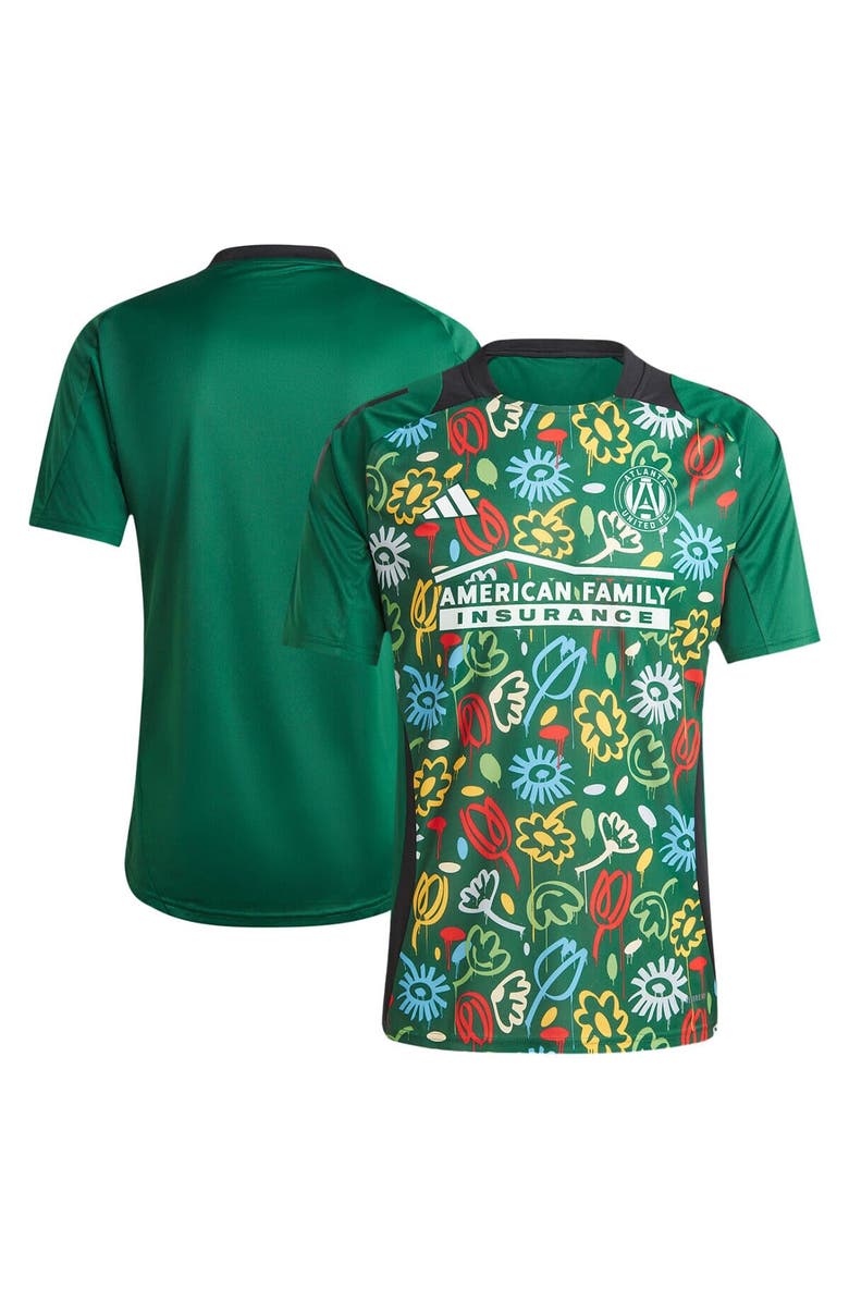 adidas Men's adidas Green Atlanta United FC 2024 One Planet Pre-Match Top, Main, color, 