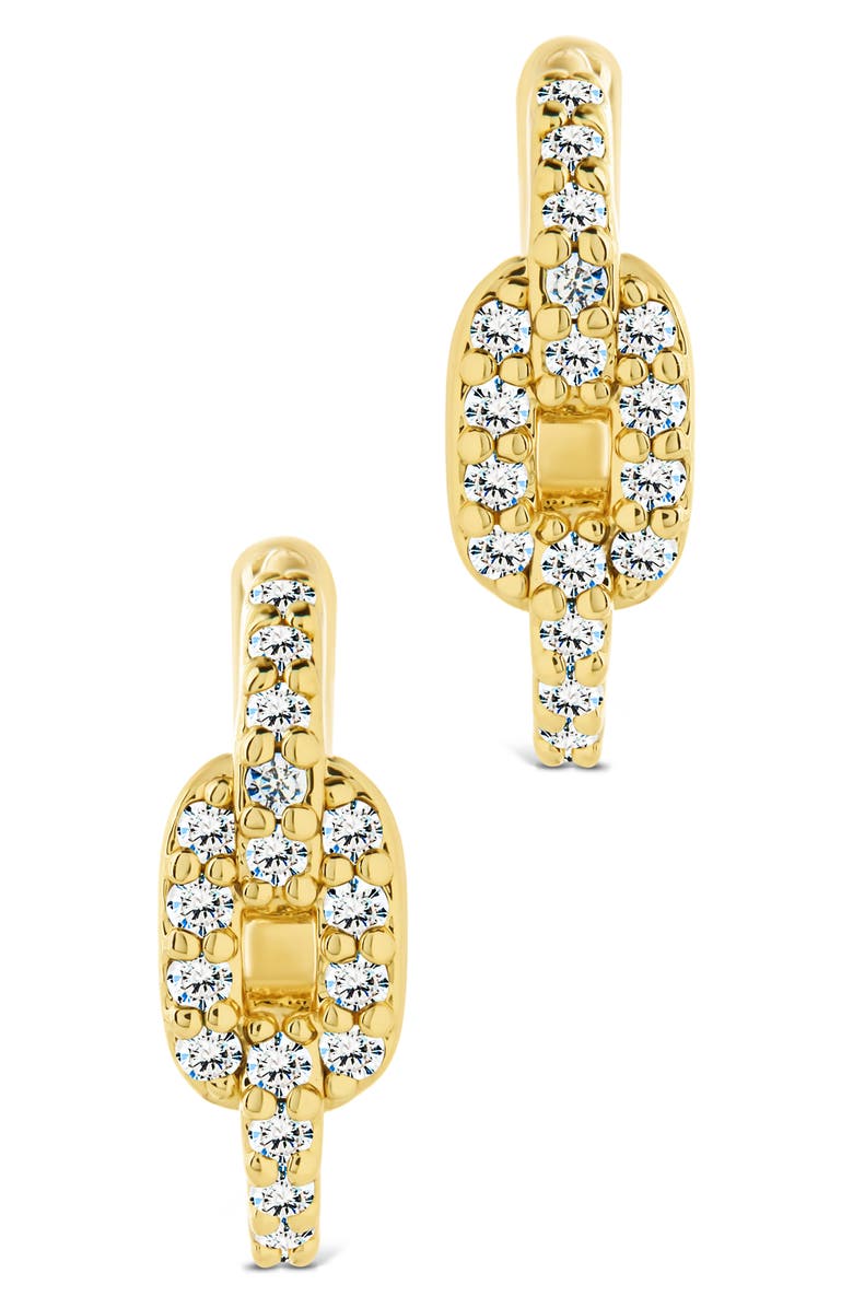 Sterling Forever Deborah Cubic Zirconia Buckle Huggie Hoop Earrings, Alternate, color, Gold