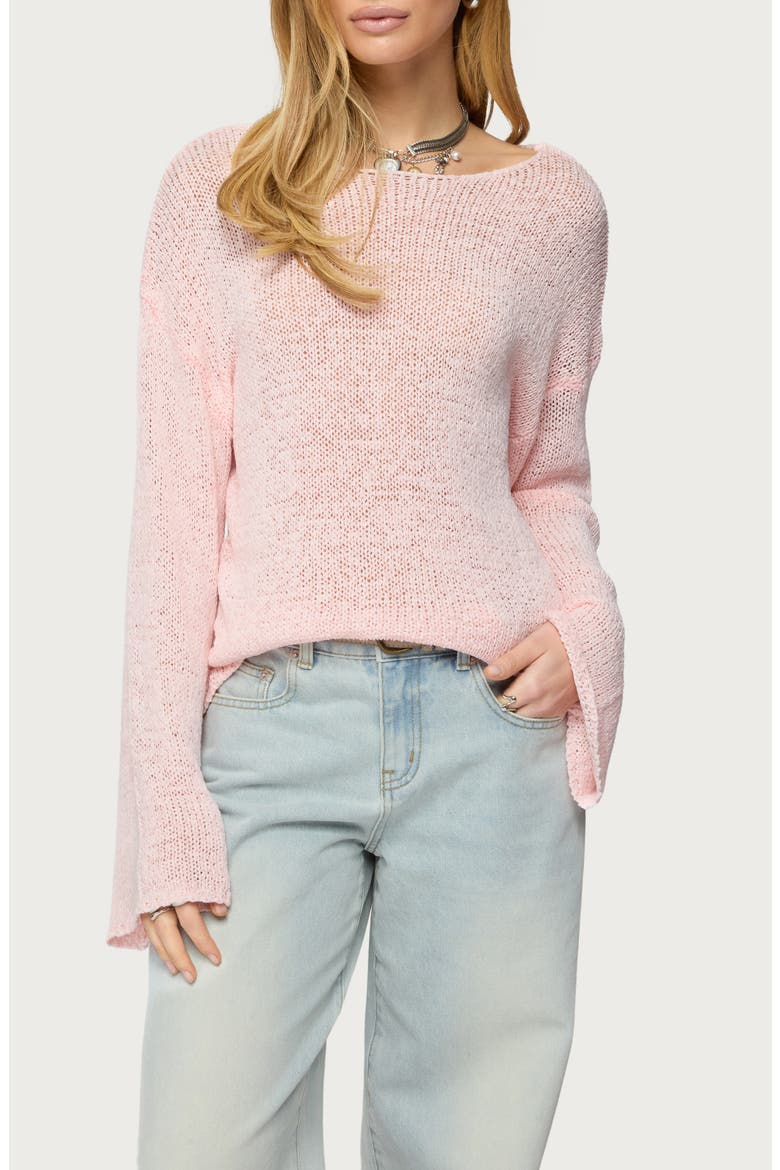 Drop Shoulder Lightweight Sweater, Main, color, PINK