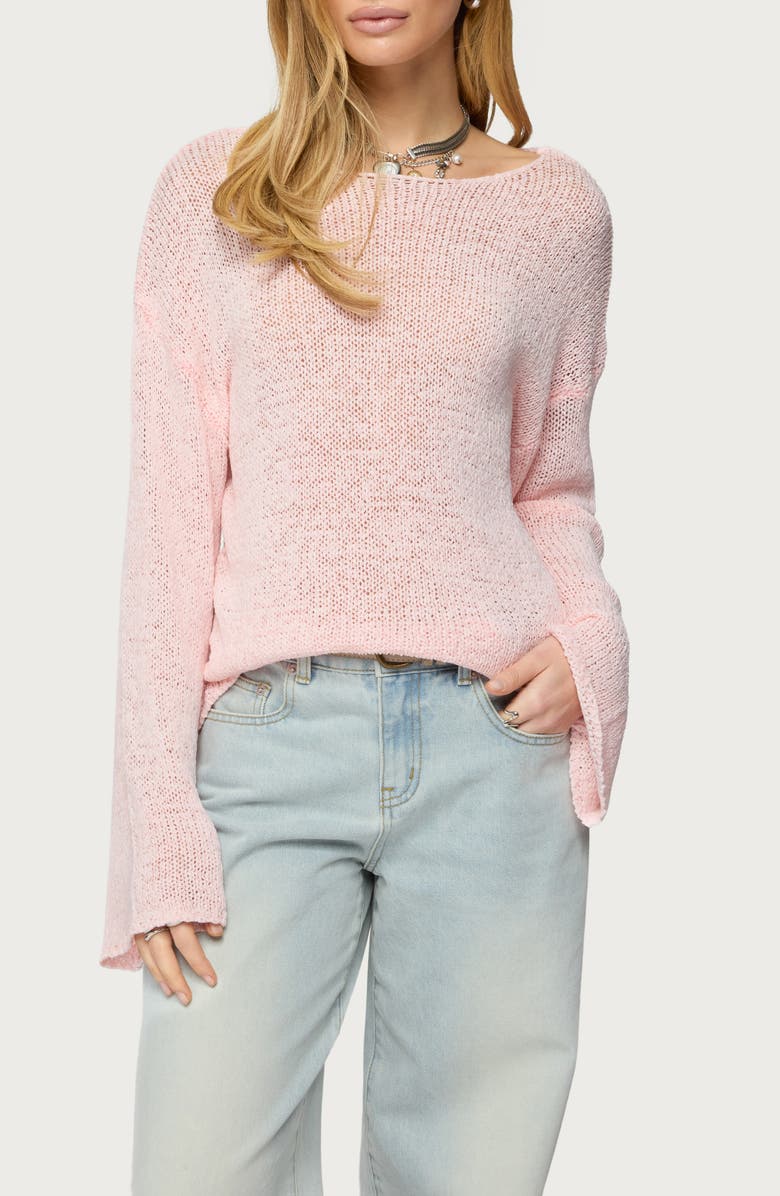 EDIKTED Drop Shoulder Lightweight Sweater, Main, color, 