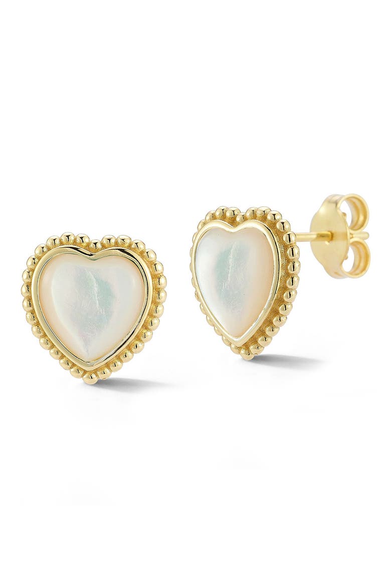 Heart Stud Earrings, Main, color, GOLD/PEARL