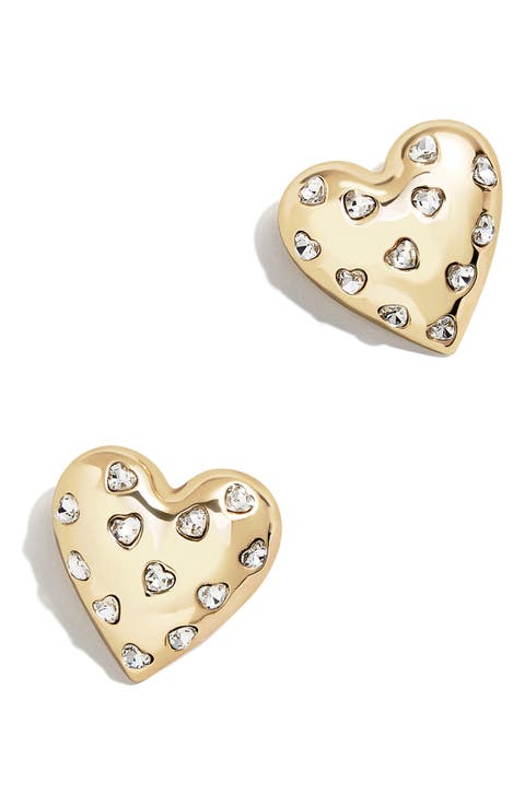 Crystal Heart Stud Earrings