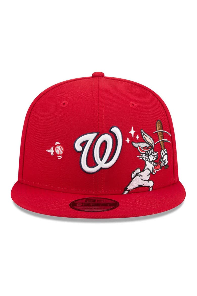 Men's New Era Red Washington Nationals Looney Tunes Bugs Bunny 9FIFTY Snapback Hat, Alternate, color, Red