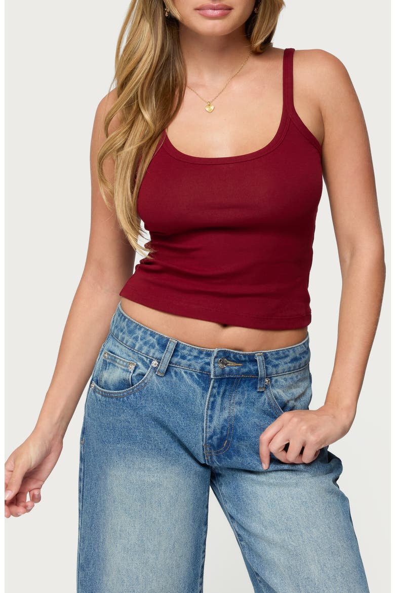 Basic Babe Crop Stretch Cotton Camisole, Main, color, BURGUNDY