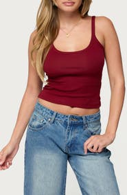 EDIKTED Basic Babe Crop Stretch Cotton Camisole