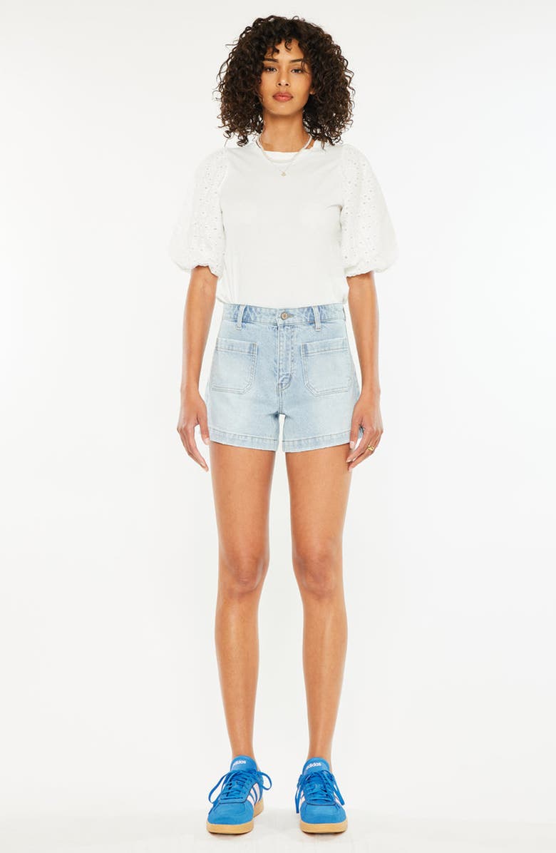 KanCan Jen High Rise Trouser Shorts, Alternate, color, Light Wash