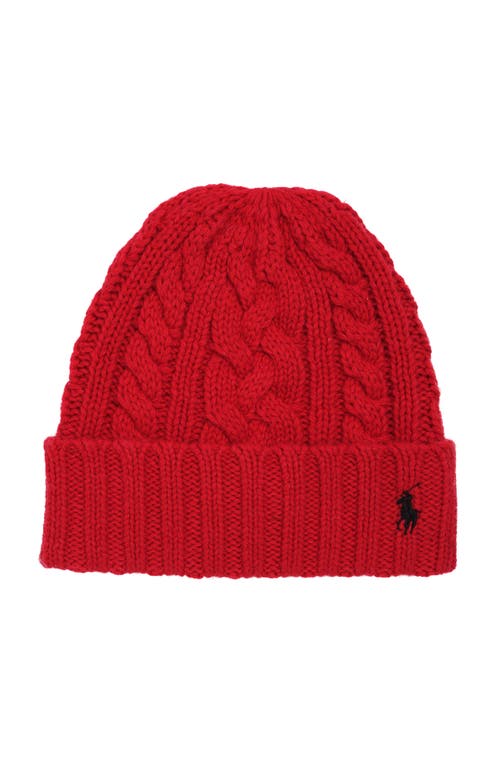 Polo Ralph Lauren Recycled Cable Beanie In Red