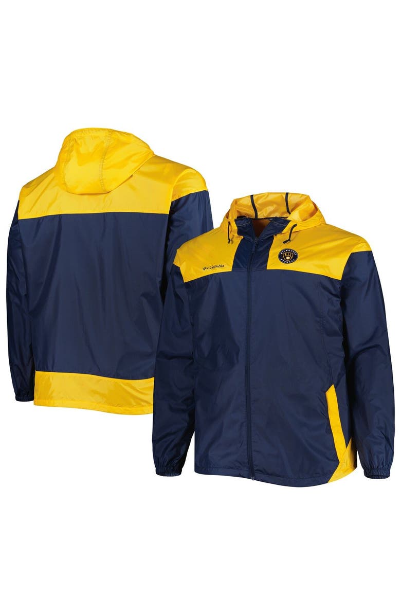 Columbia Men's Columbia Navy Milwaukee Brewers Flash Forward Challenger Omni-Shade Full-Zip Windbreaker, Main, color, Navy