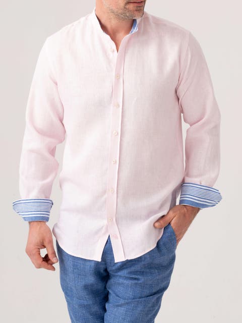 Linen Band Collar Shirt