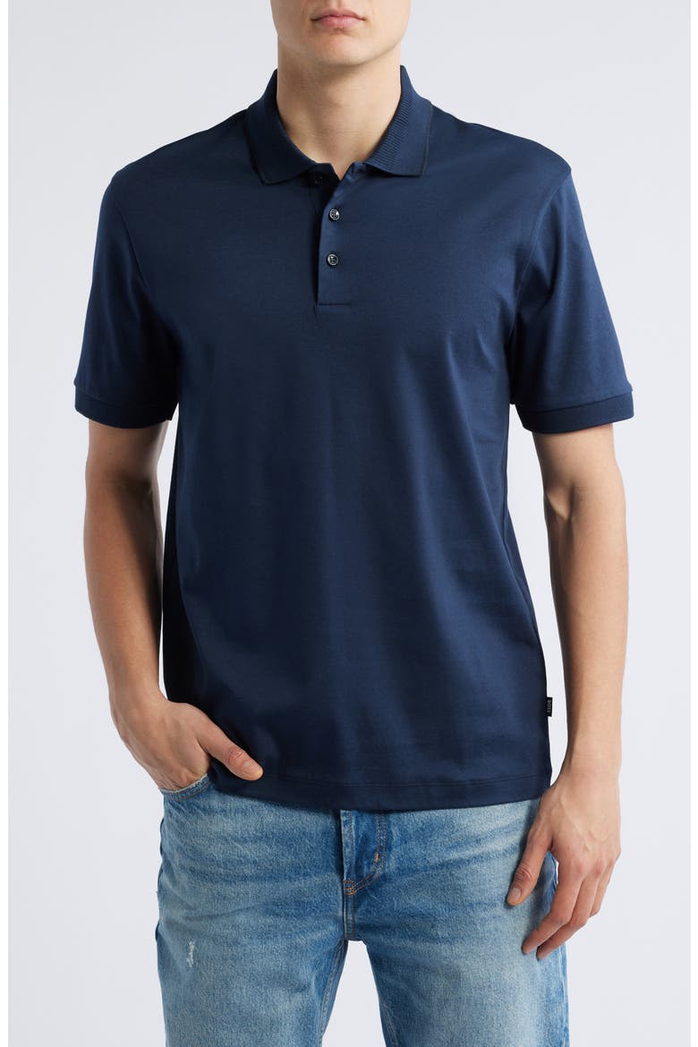 Phillipson Mercerized Cotton Polo, Main, color, DARK BLUE