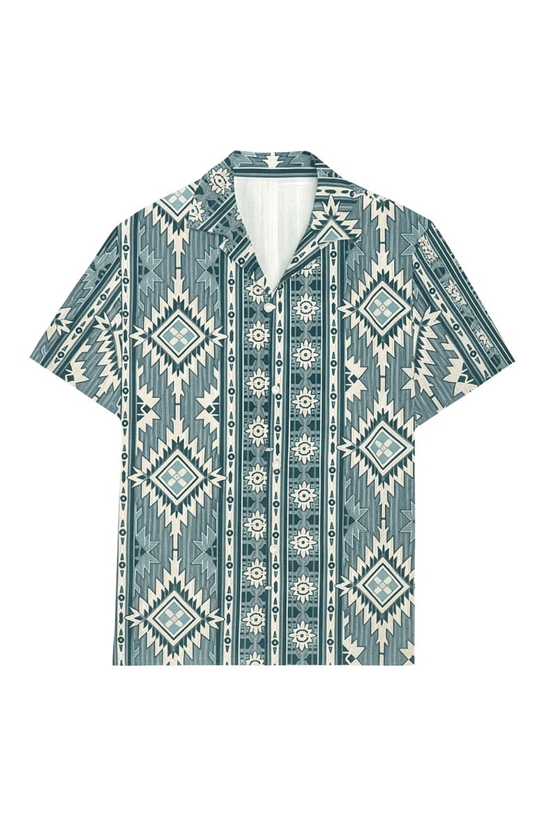 Percy Geo Print Camp Shirt, Alternate, color, BLUE
