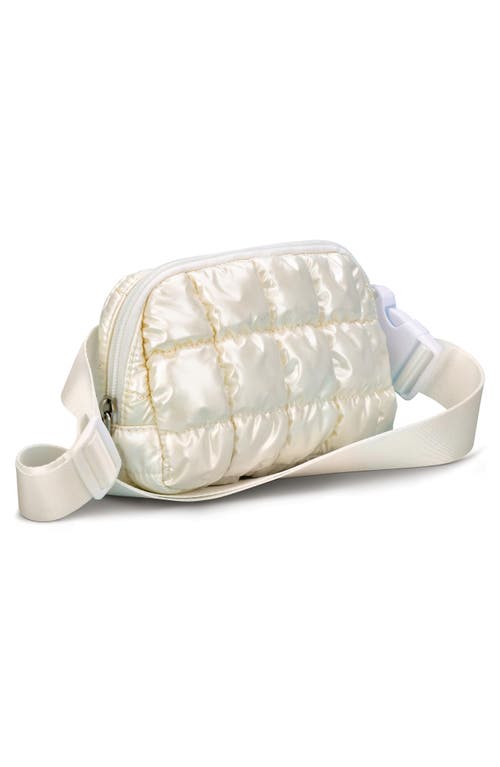 Iscream Kids' Pearl White Shiny Quilted Nylon Belt Bag In White