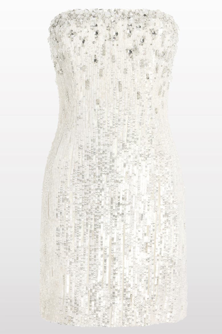 Josette Sequined Embellished Mini Cocktail Dress, Main, color, Ivory