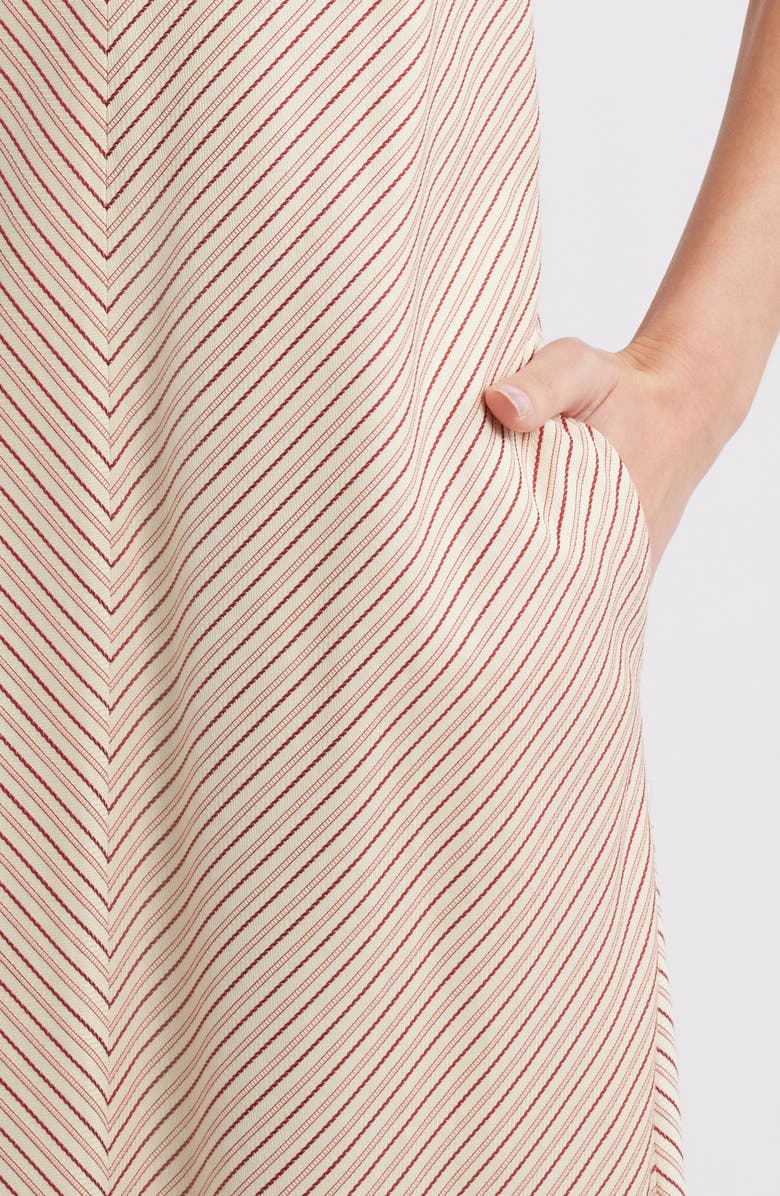 Faithfull the Brand Elyna Pinstripe Maxi Dress, Alternate, color, Pinstripe Garnet/ Blush