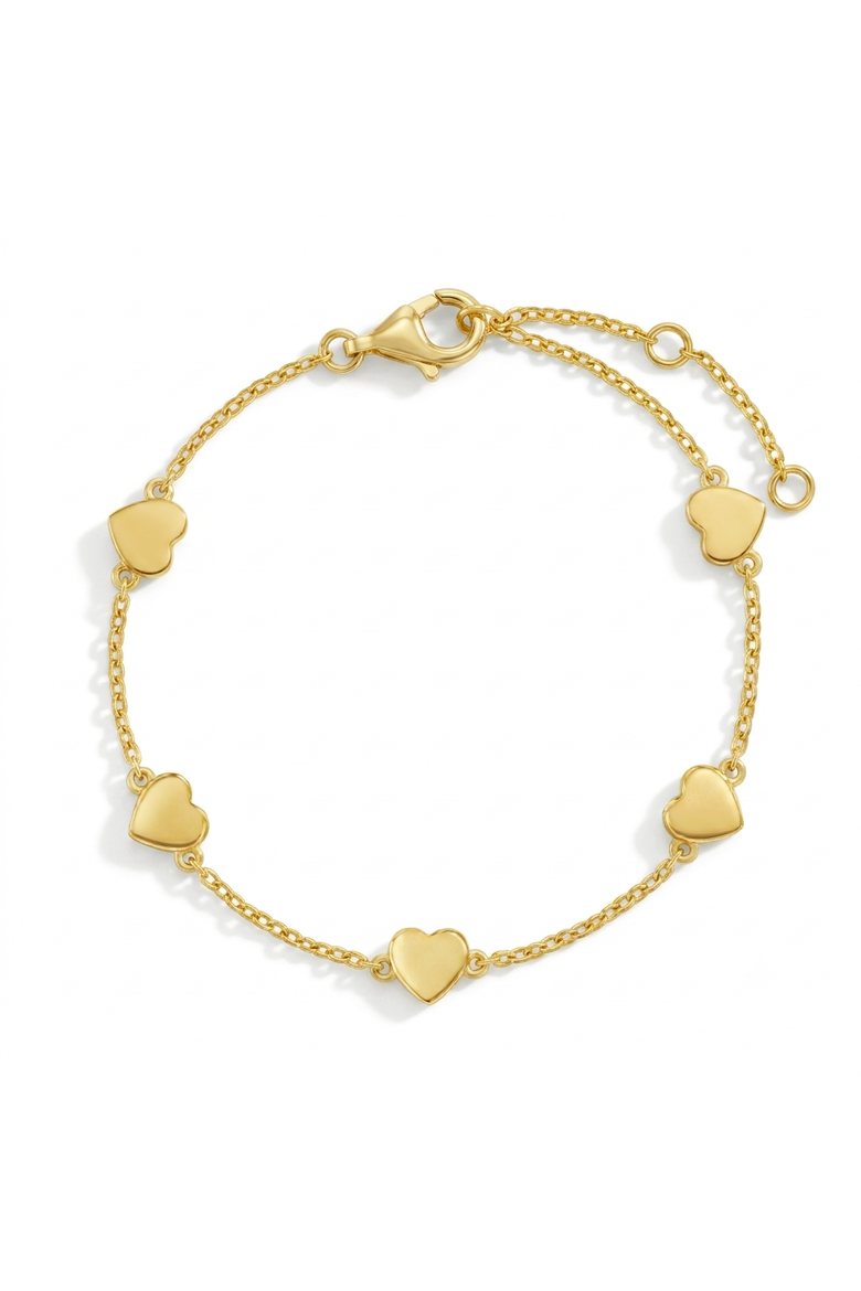 Linked Heart Girls Plated Bracelet, Main, color, Gold