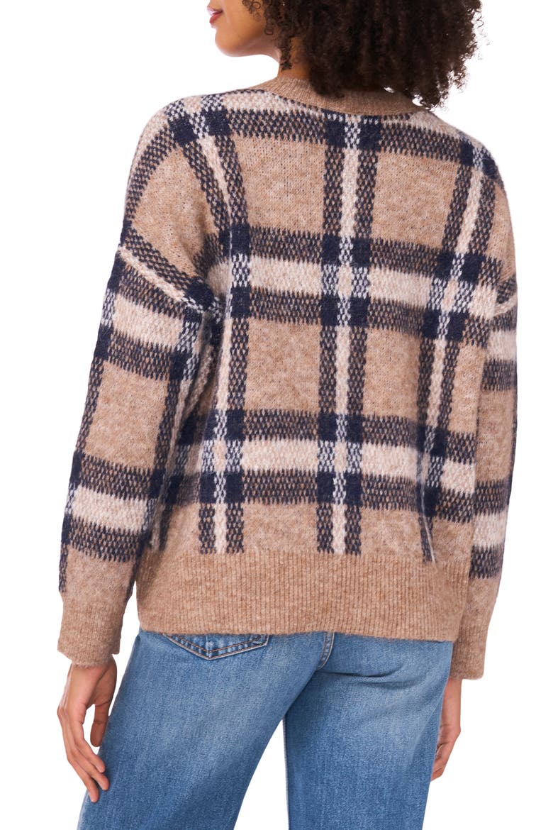 Plaid Jacquard Sweater, Alternate, color, WALNUT HEATHER