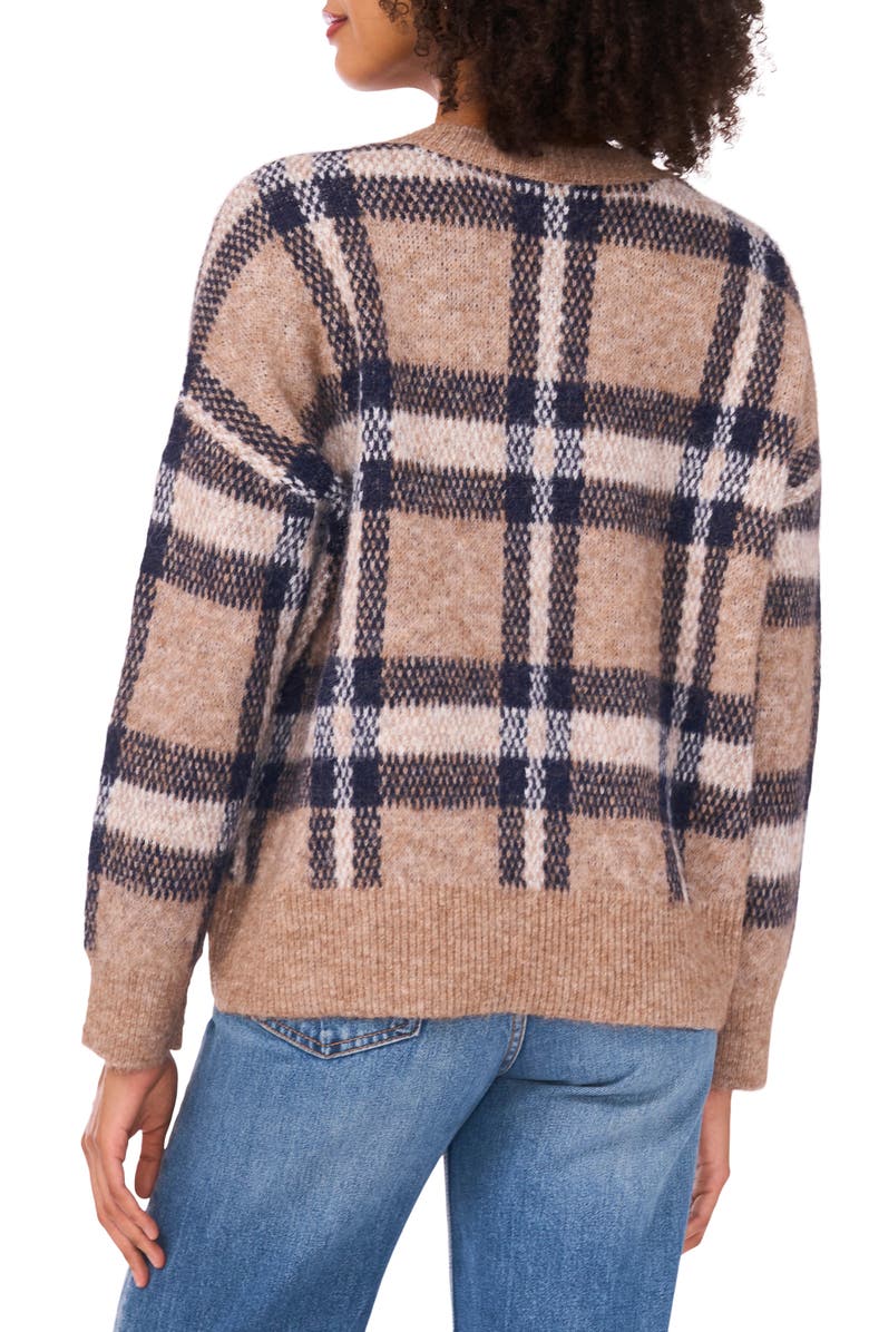 Vince Camuto Plaid Jacquard Sweater, Alternate, color, Walnut Heather