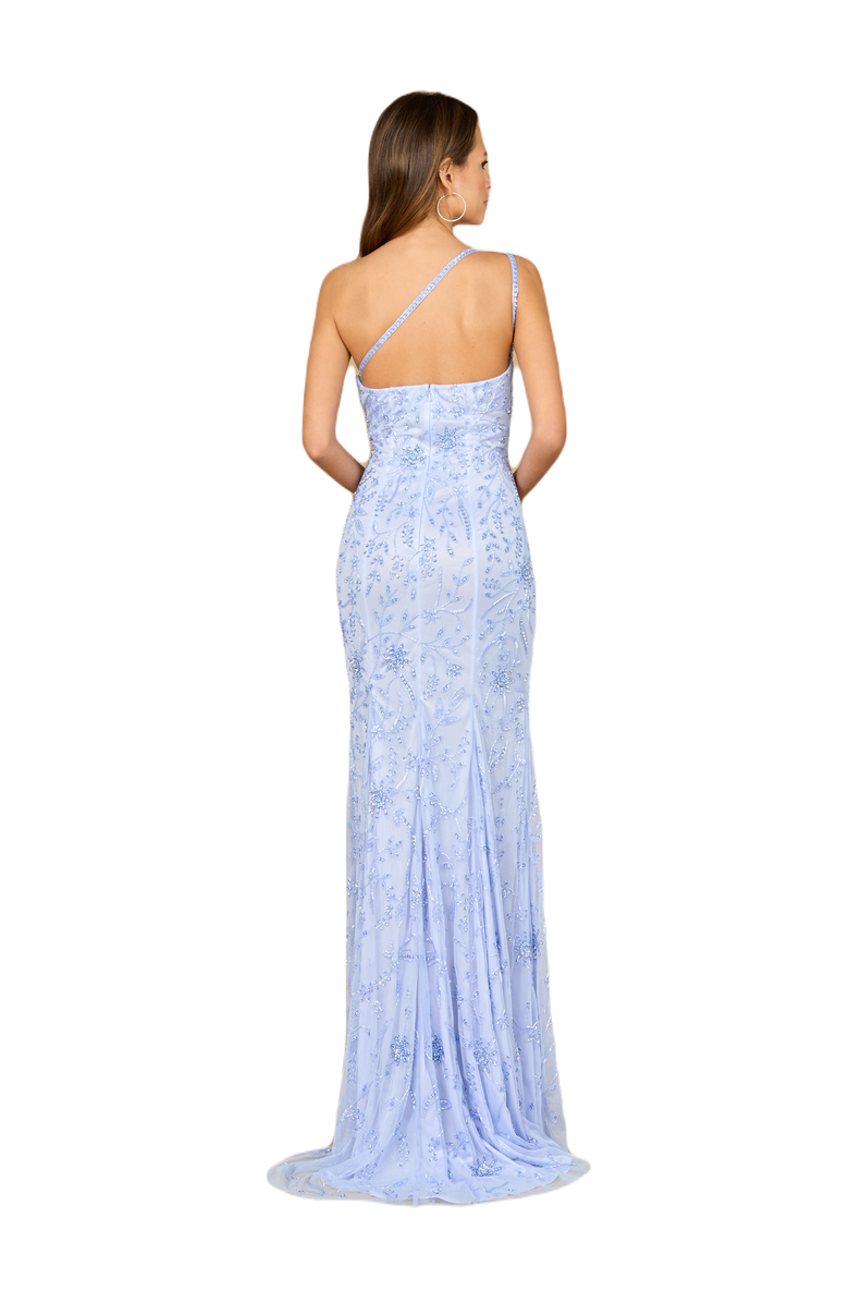 LARA New York One Shoulder Beaded Gown with Slit, Alternate, color, Periwinkle