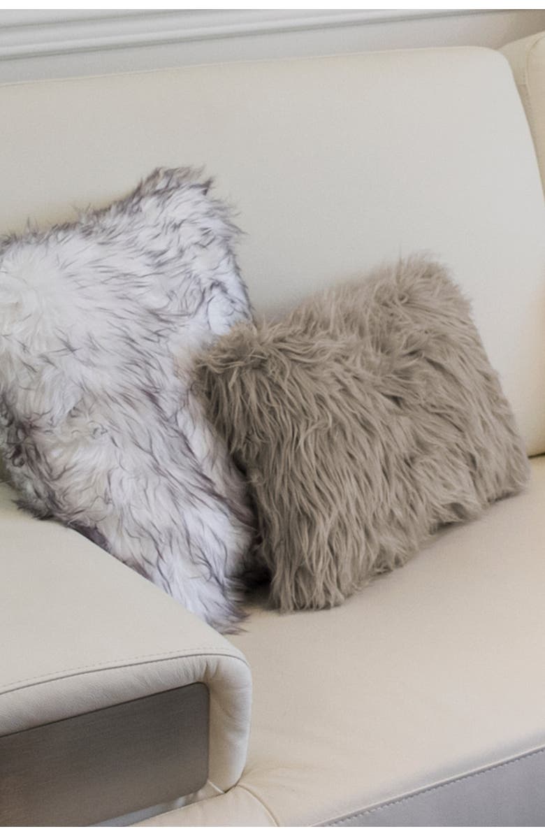 LUXE Belton Faux Fur Pillow - Set of 2 - 20" x 12", Alternate, color, 