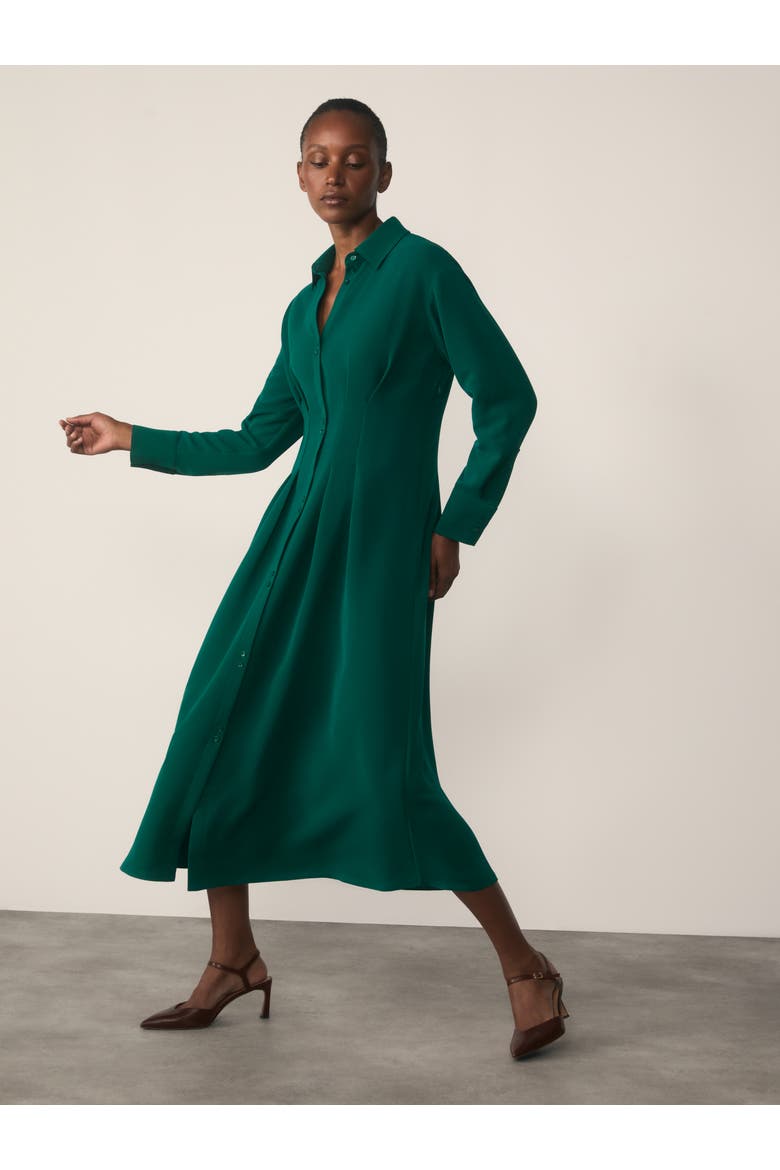 Amara Long Sleeve Collared Shirt Dress, Alternate, color, Green