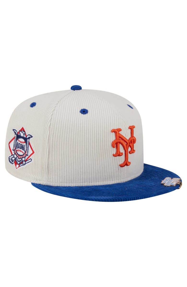 New Era Men's New Era Cream/Royal New York Mets Two-Tone Corduroy 59FIFTY Fitted Hat, Alternate, color, 