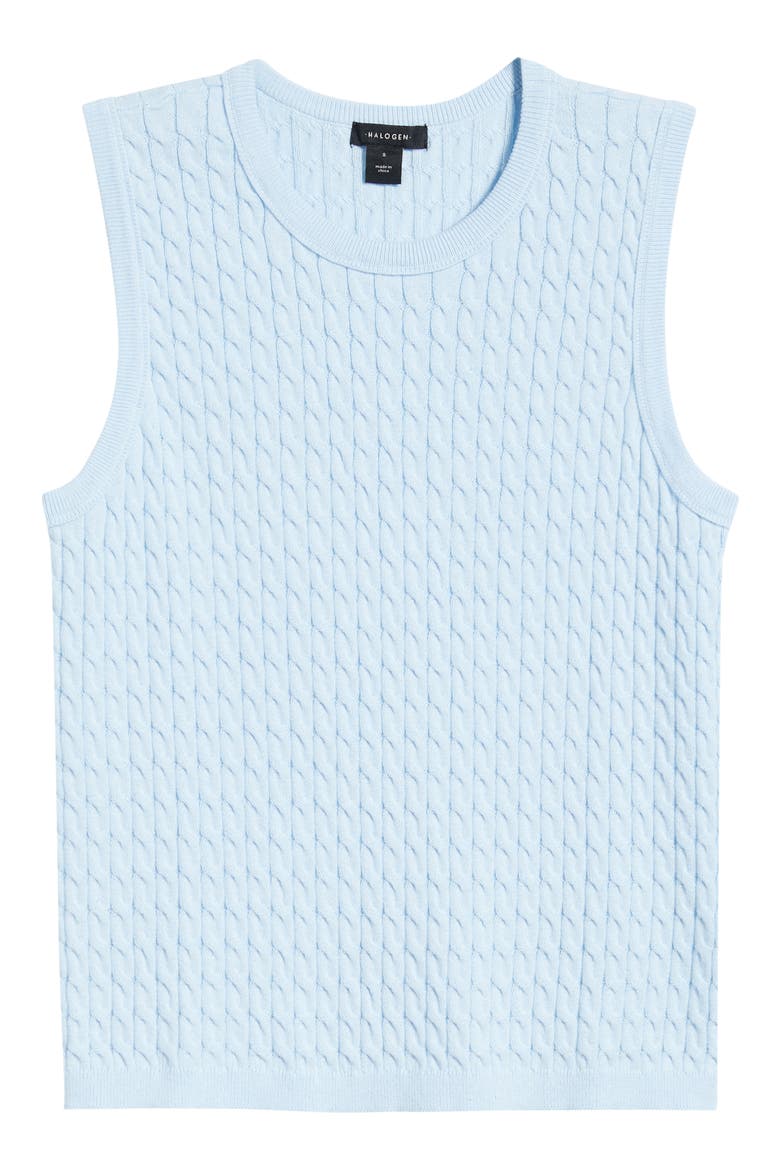 Cable Stitch Cotton Sweater Tank, Alternate, color, SWIFT BLUE
