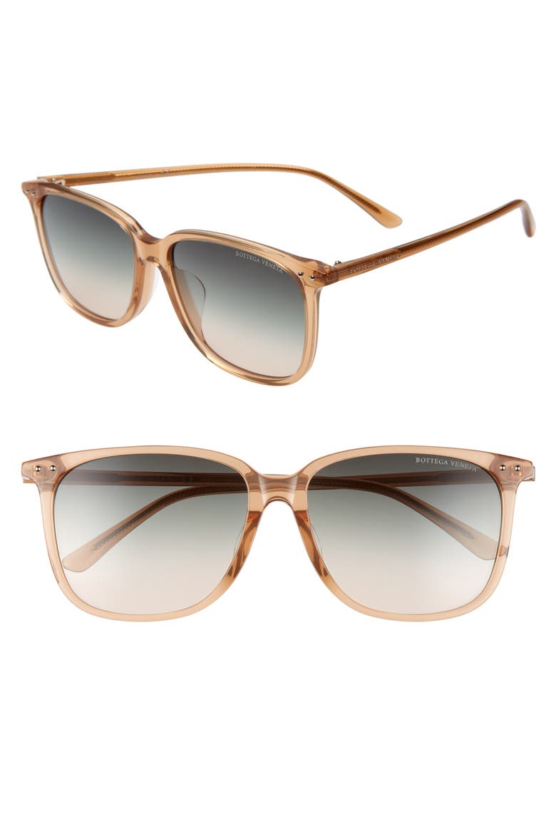 58mm Gradient Square Sunglasses, Main, color, HAVANA/ GREEN