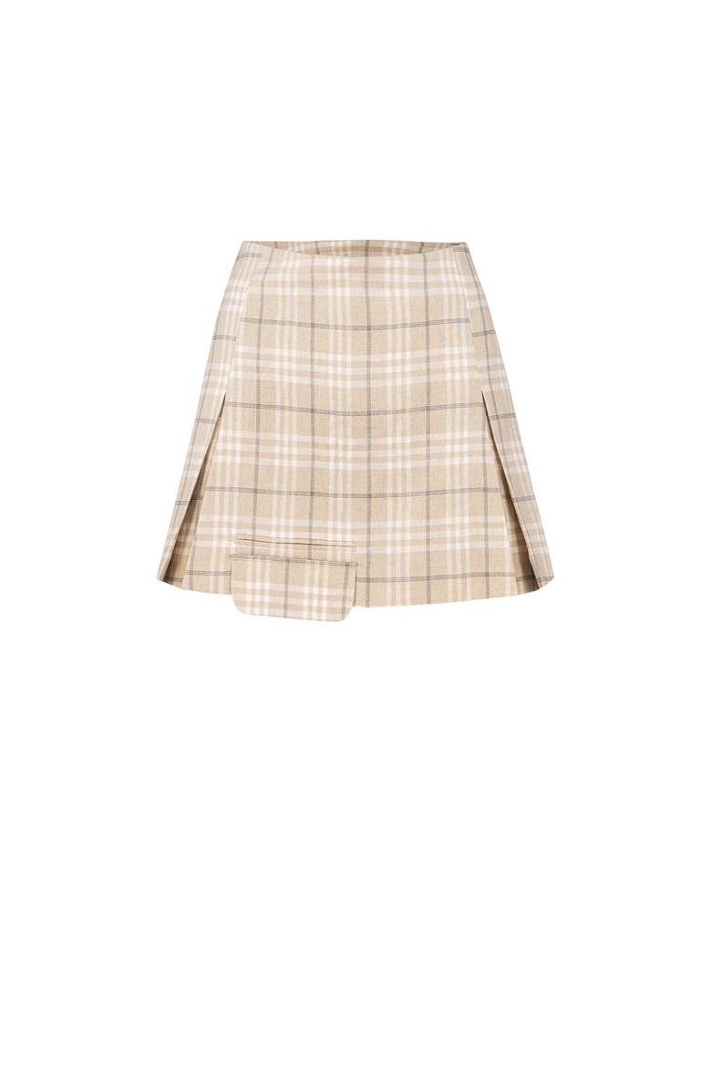 PCFG Linen Blend Free Heaven Pleated Mini Skirt, Alternate, color, Beige