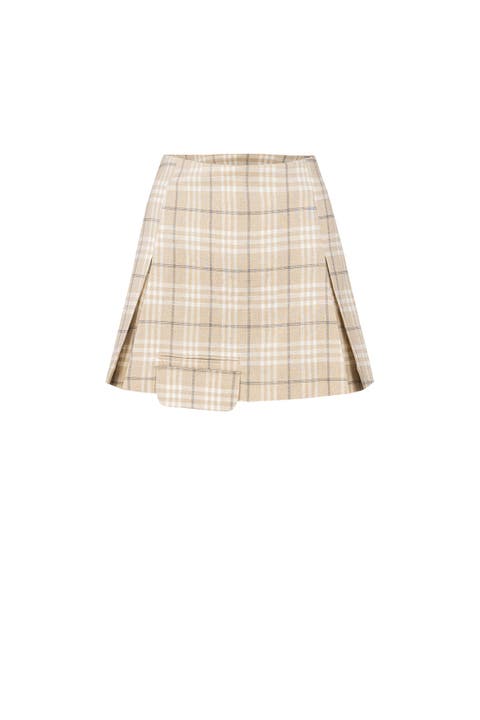 Linen Blend Free Heaven Pleated Mini Skirt