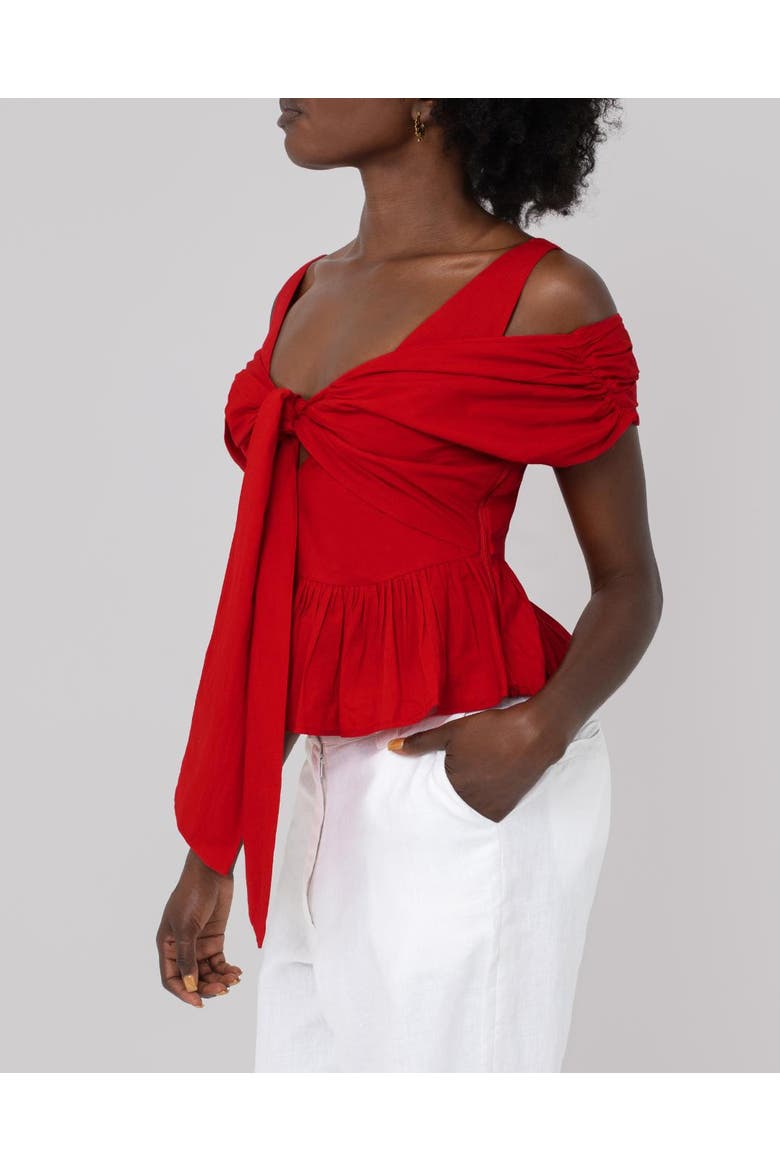 Usha Poplin Peplum Top, Alternate, color, White