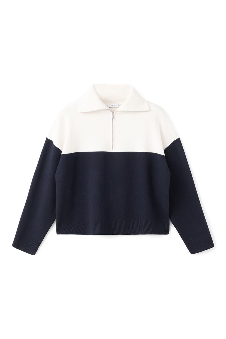 Bicolour High Collar Sweater, Alternate, color, NAVY