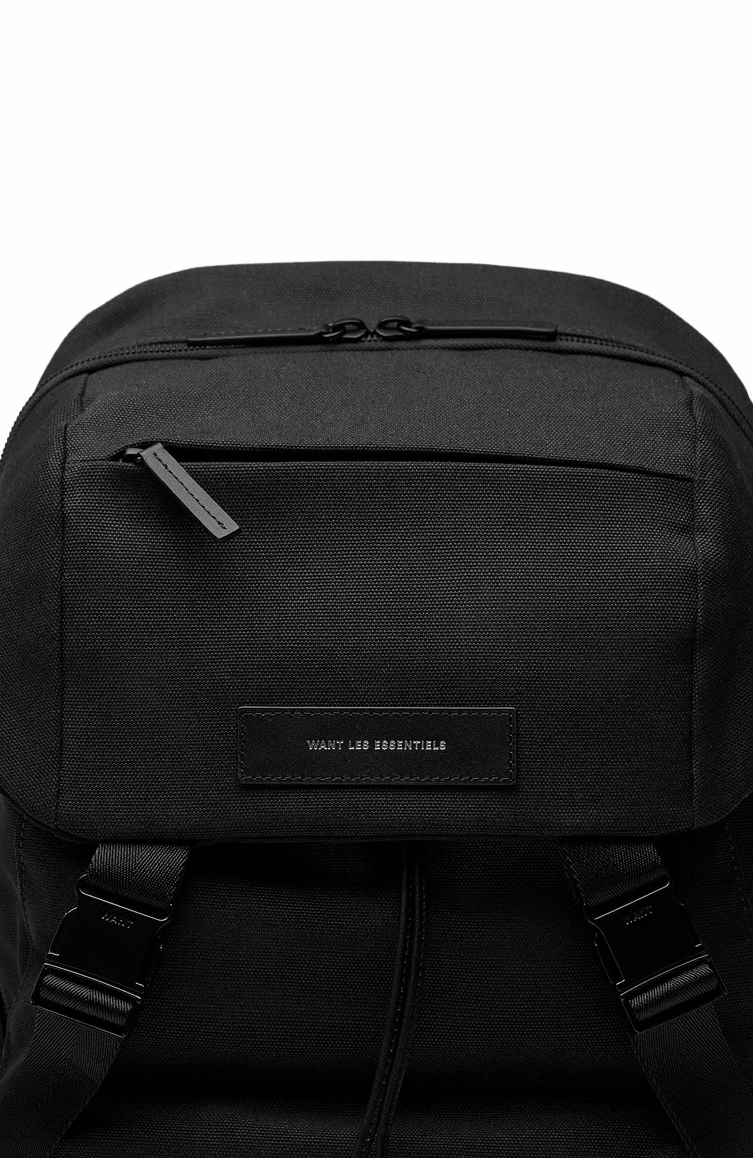 Want Les Essentiels Bishop Organic Cotton Canvas Backpack, Alternate, color, Black