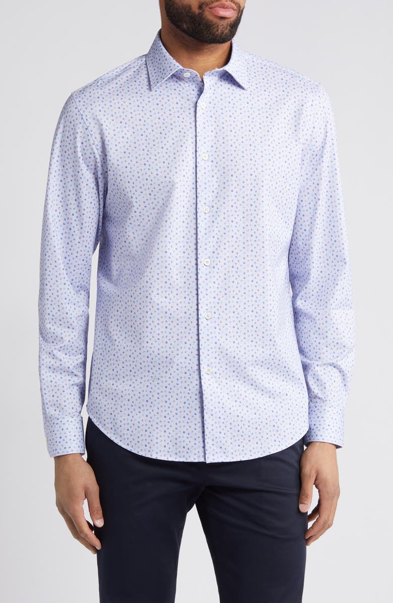 Bugatchi James OoohCotton<sup>®</sup> Scatter Print Button-Up Shirt, Main, color,
