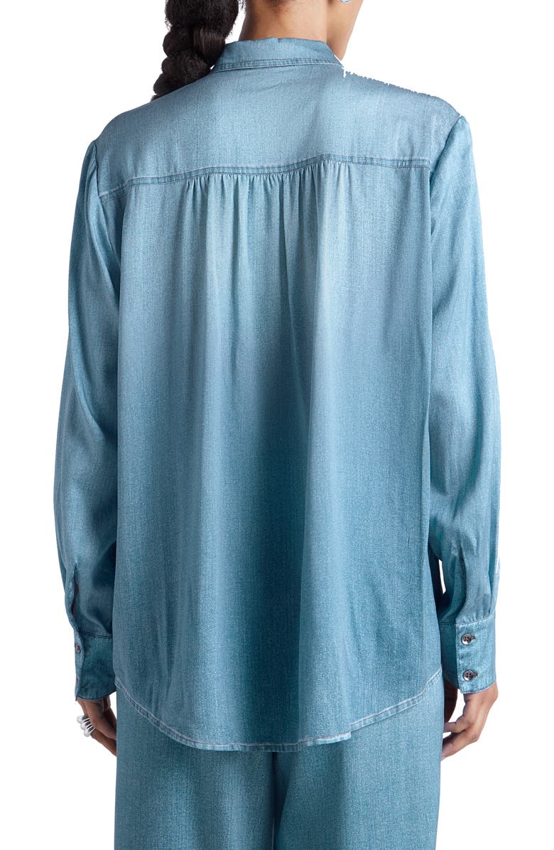 Splendid x Kate Young Stretch Silk Button-Up Shirt, Alternate, color, 