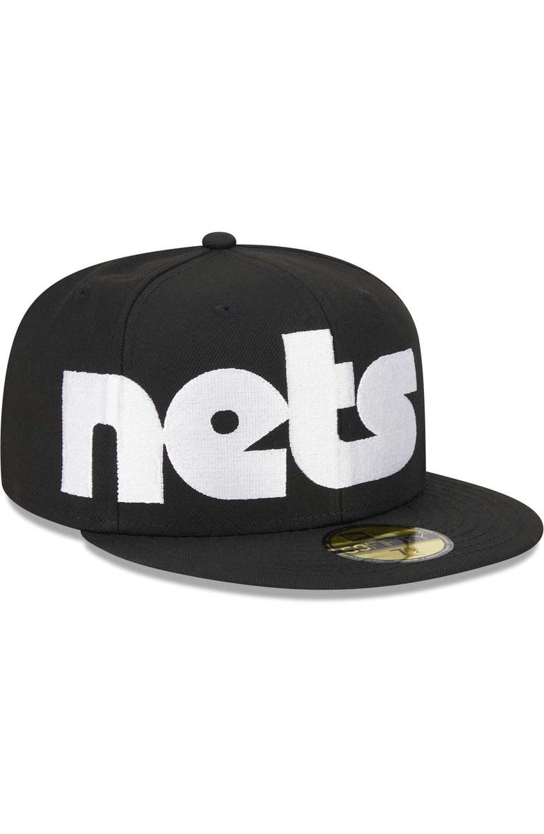New Era Men's New Era Black Brooklyn Nets Checkerboard UV 59FIFTY Fitted Hat, Main, color, Black