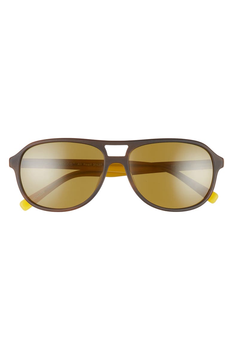 Air Heart 56mm Polarized Aviator Sunglasses, Alternate, color, BROWN WITH YELLOW