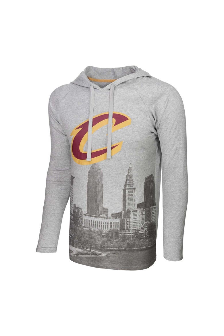 Men's Stadium Essentials Heather Gray Cleveland Cavaliers Atrium Raglan Long Sleeve Hoodie T-Shirt, Alternate, color, Heather Gray