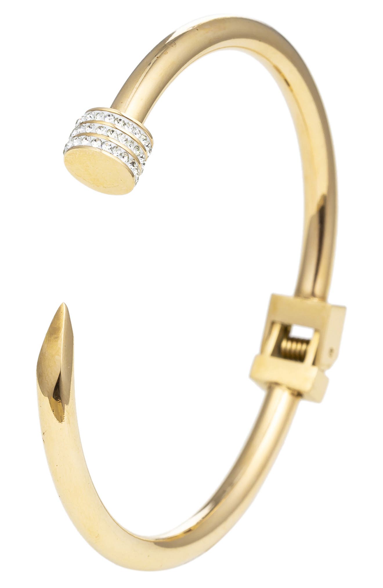 Pavé Cubic Zirconia Nail Hinged Cuff Bracelet