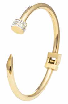 Pavé Cubic Zirconia Nail Hinged Cuff Bracelet