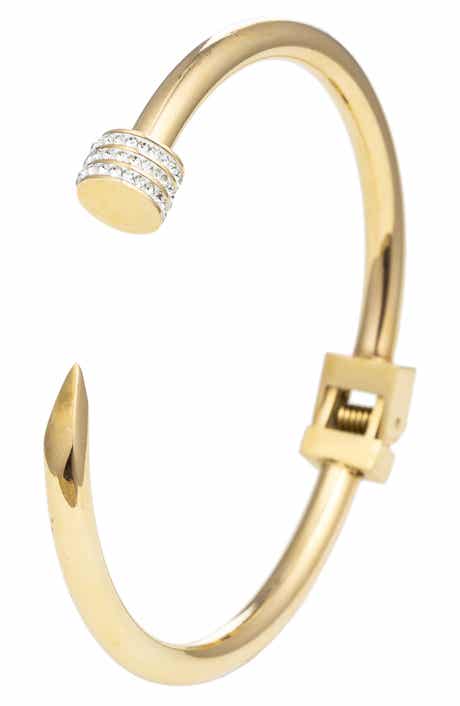 Pavé Cubic Zirconia Nail Hinged Cuff Bracelet