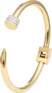 EYE CANDY LOS ANGELES Pavé Cubic Zirconia Nail Hinged Cuff Bracelet