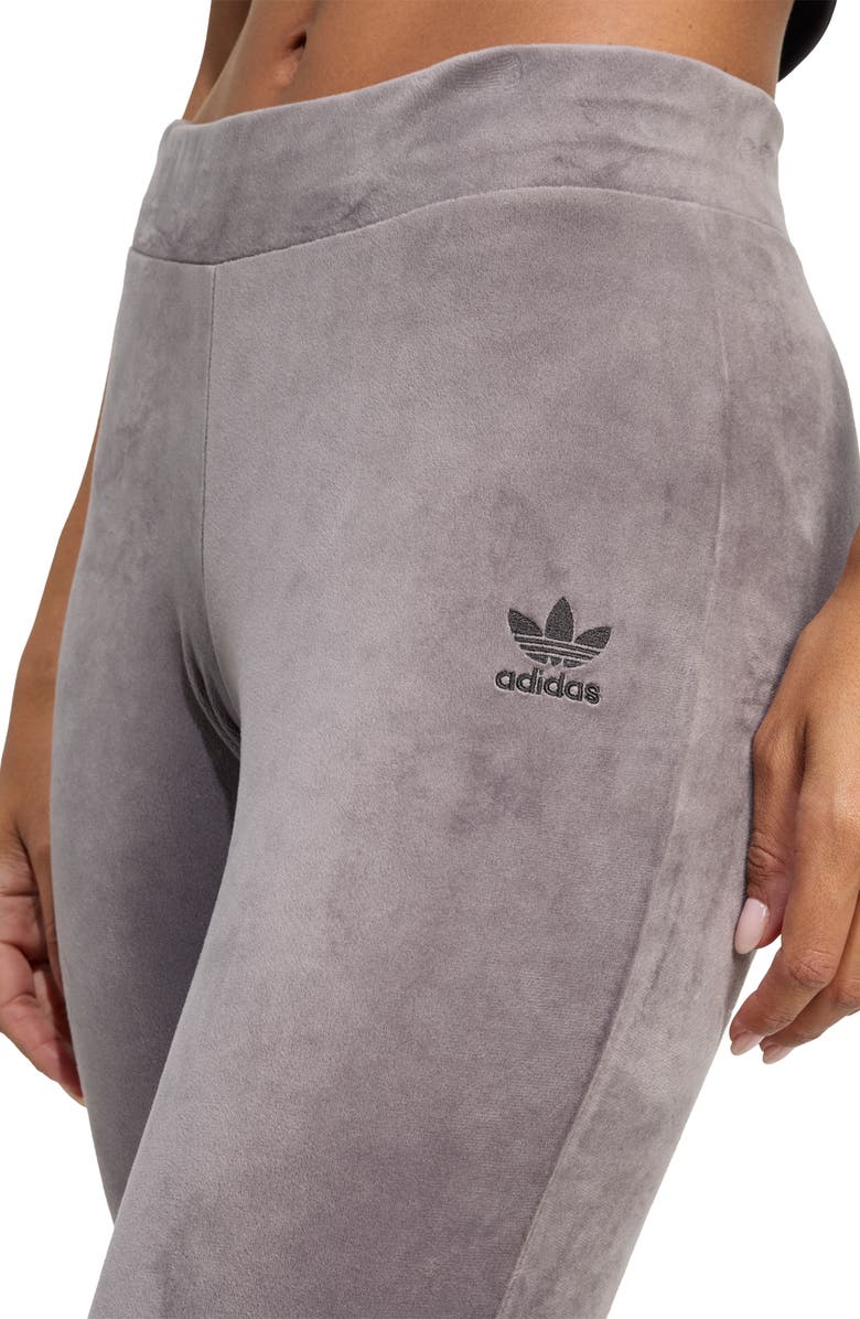 adidas Essential Velour Flare Leggings, Alternate, color, Grey Strata