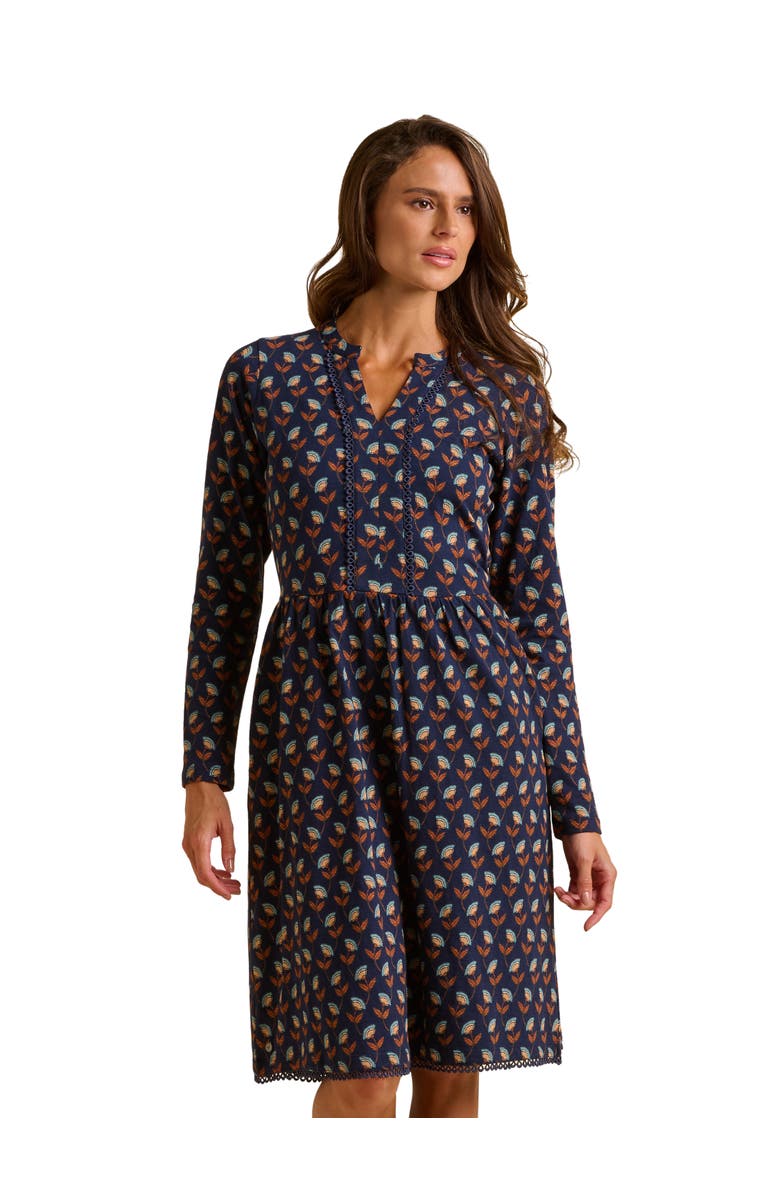 Brakeburn Rowan Long Sleeve V-Neck Midi Dress, Main, color, Navy