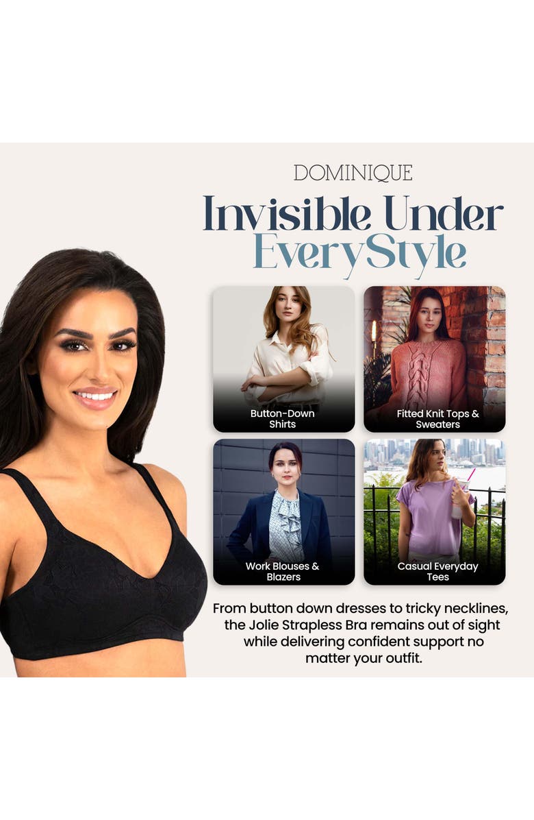 Dominique Intimates Jolie Jacquard Wire Free Minimizer Bra, Alternate, color, Black
