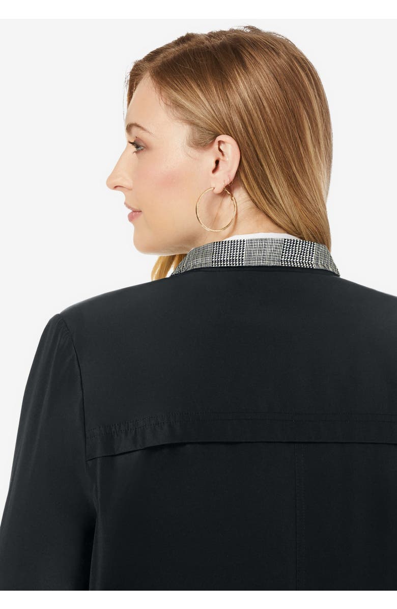 Jessica London Contrast Hood Raincoat, Alternate, color, Soft Camel Geo