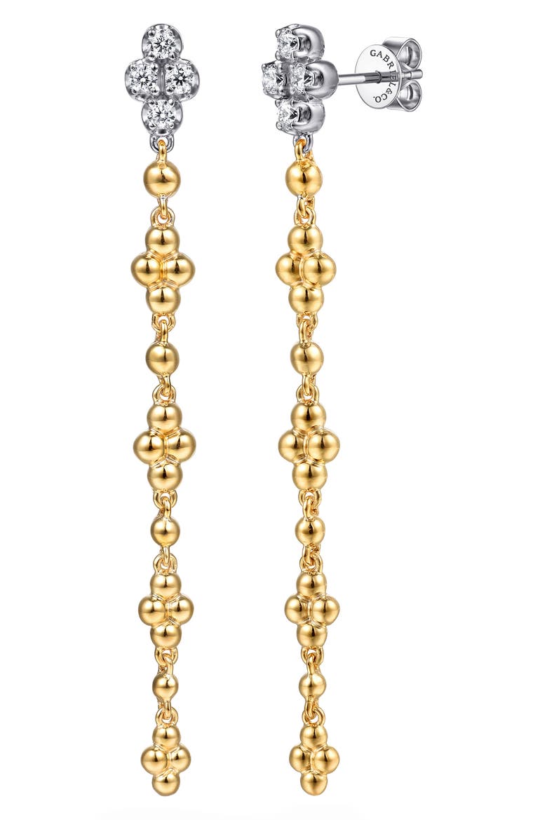 14k Gold Diamond Drop Earrings, Main, color, 14K YELLOW/ WHITE GOLD